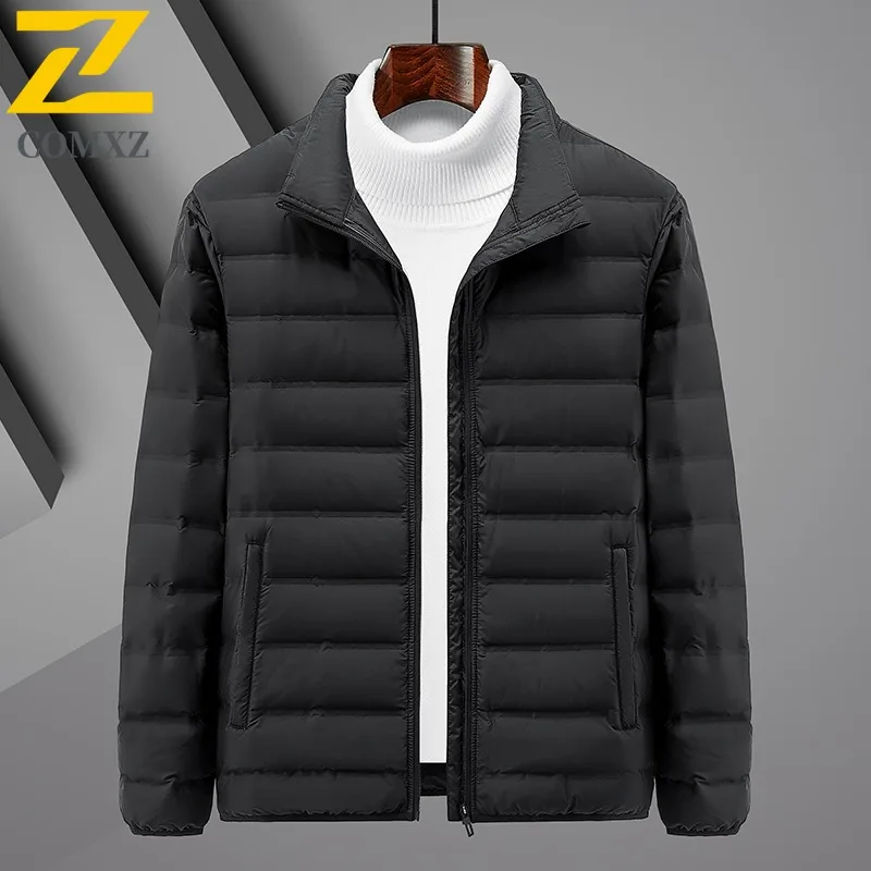 COMXZ Mens Ultra Light Down Jacket Hooded Outdoor Skiing Thicken Warm Parka Solid Color Design Travel Comfortable Winter Coat