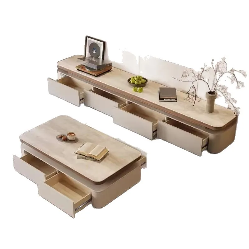 

Cream solid wood coffee table living room home new modern minimalist combination simple small apartment medium antique