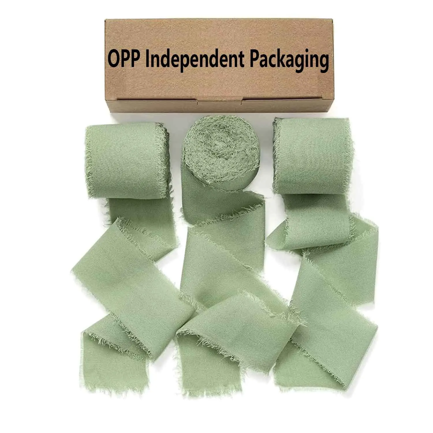 3 Rolls of 5M chiffon green holiday gift strap OPP independent packaging