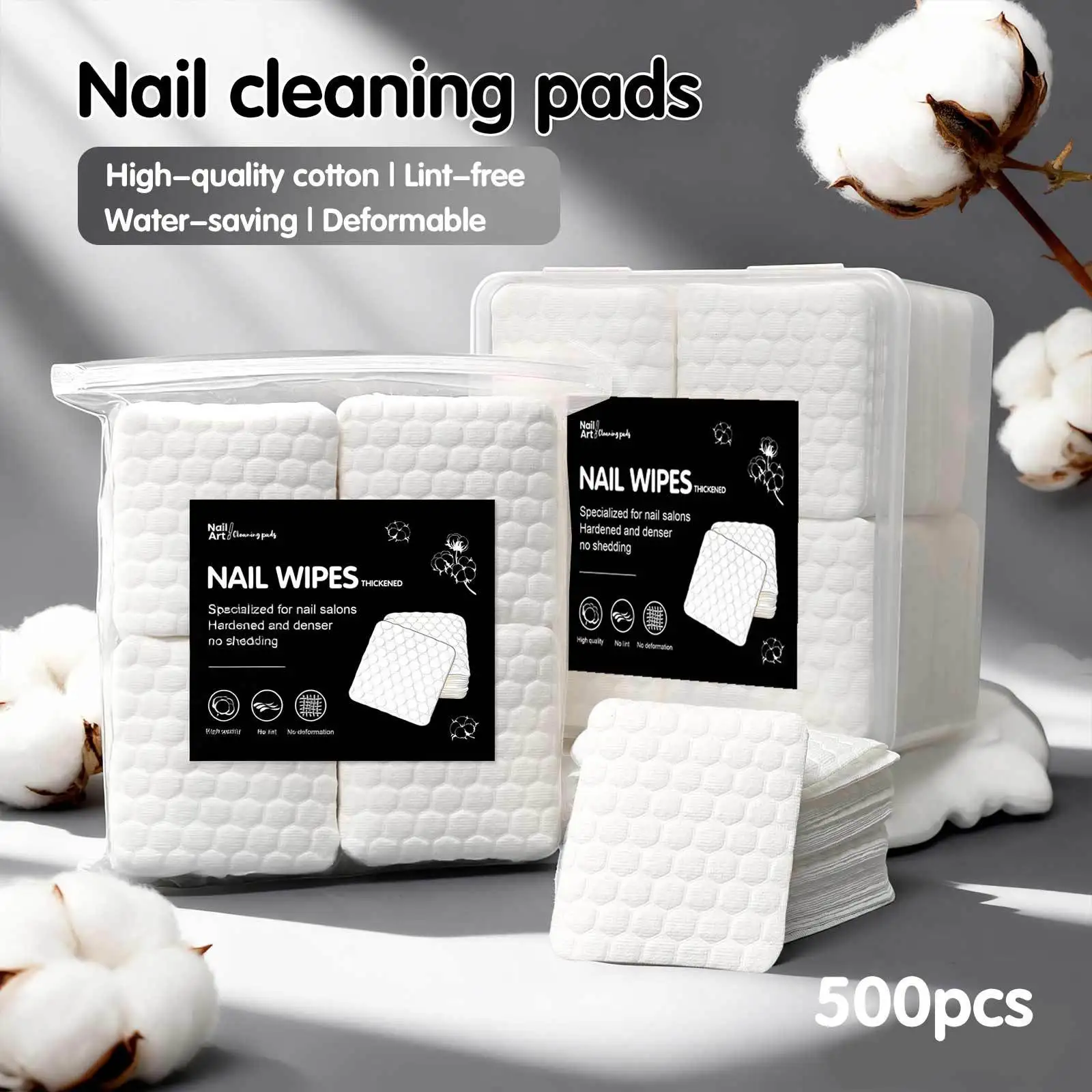 *200/500Pcs/pack/box Solid Durable Nail Tools Manicure Gel Nail Polish Remover Pads Lint-Free Wipes Napkins Wraps