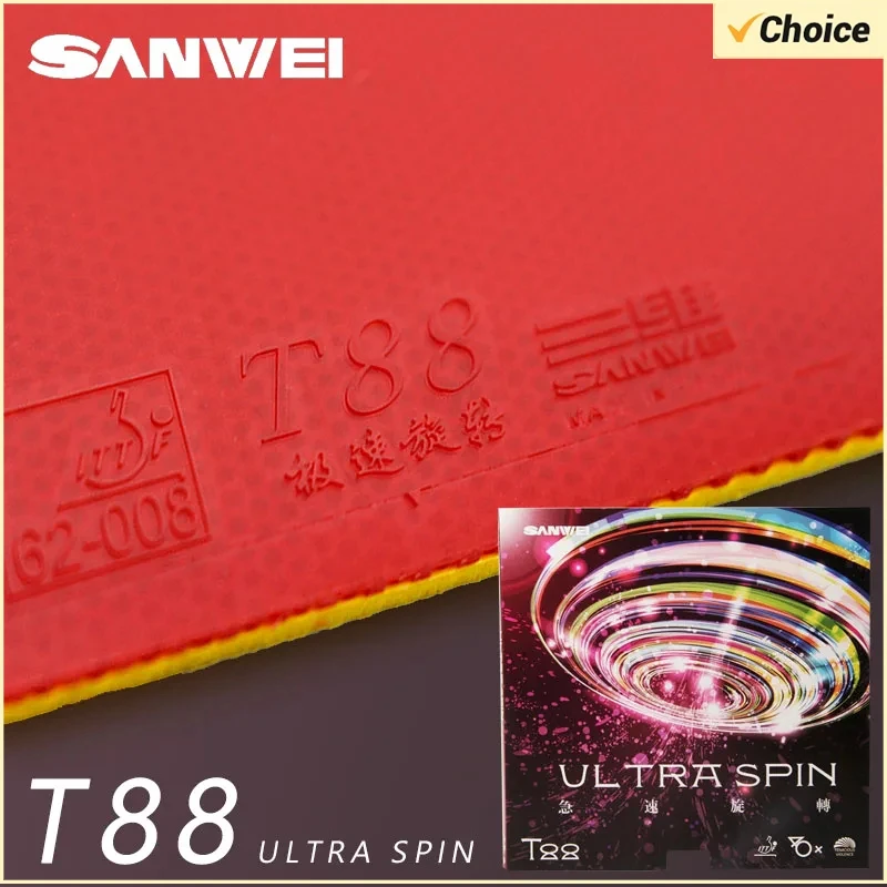 Резиновая полу-клейкая петля для настольного тенниса SANWEI T88, эластичная резина для пинг-понга, оригинал