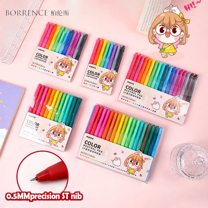 8/12/18/24/36 Colors Morandi Colorful Gel Pen Student Markers Notebook Painting Graffiti Color Pen Office Stationary Supplies