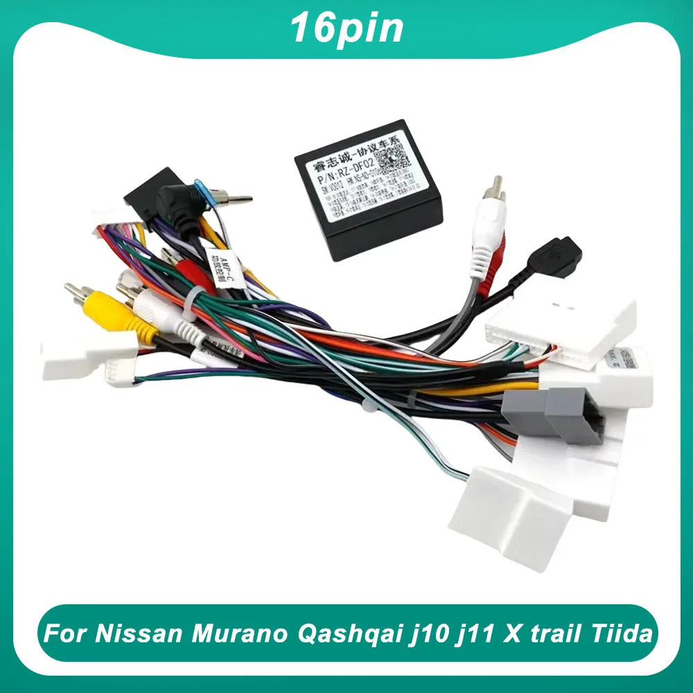 

Car Radio Stereo Wiring Harness Cable Adapter Android 16pin For Nissan Murano Qashqai j10 j11 X trail Tiida