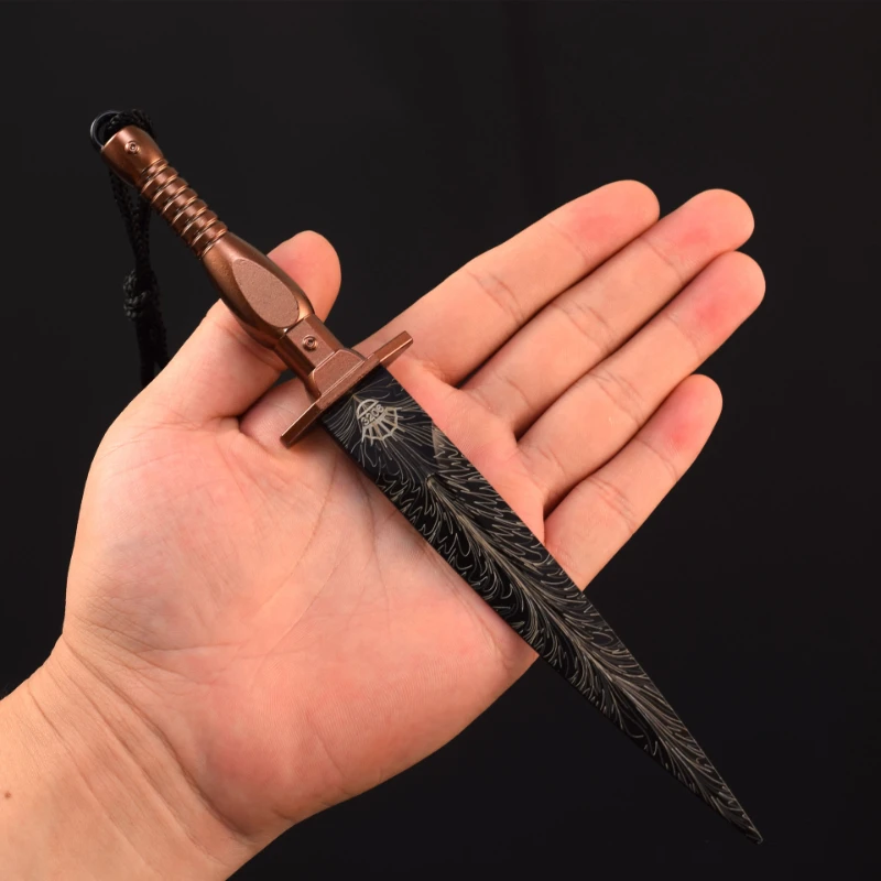 Couteau d'assaut de jeu de dérivation d'arène 22cm/8,66 pouces, couteau d'assaut, couteau katana, fleur en métal, modèle d'arme en acier, ornement de bureau, jouet cadeau