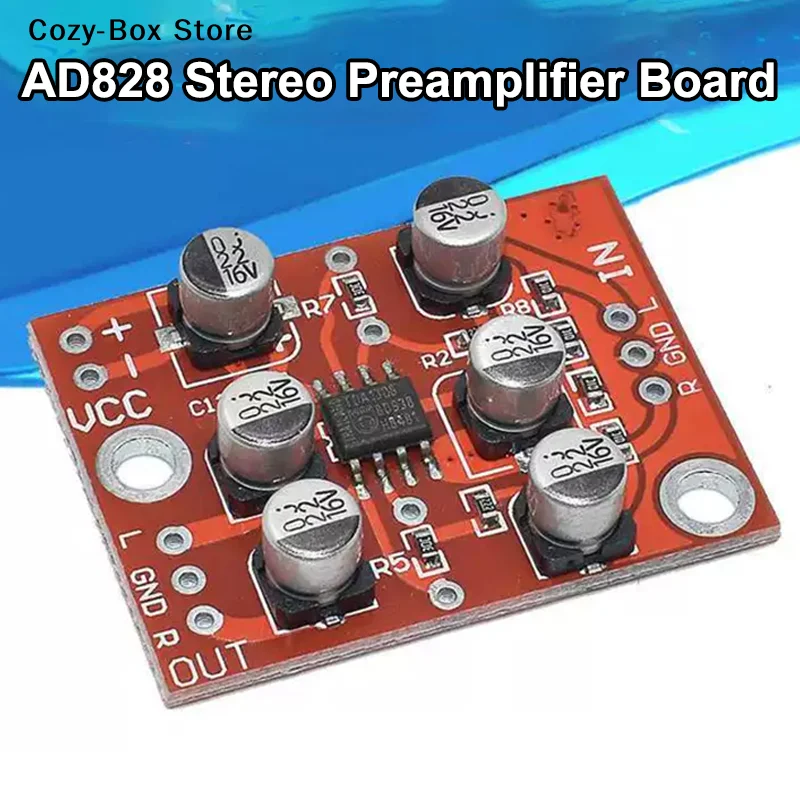 [ZY]1Pc AD828 Stereo Preamp Power Amplifier Board DC 5V-15V 12V Preamplifier Module For DIY Audio Modification[ZY]