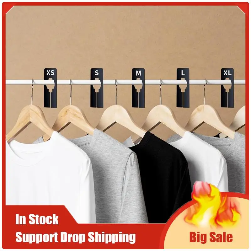 

A70U New 40 Pack Rectangular Plastic Clothing Size Closet Rack Dividers Hangers, Preprinted In 8 Sizes