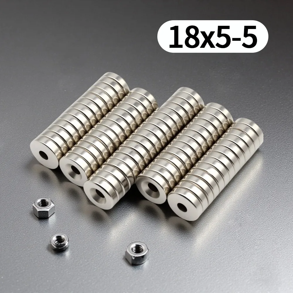 18x5-5mm Round Countersunk Hole Neodymium Magnet Disc Magnets With Screw Hole for Mounting Tool Holder DIY Workshop Fixing