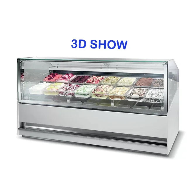3DShow Gelato Showcase Cabinet Ice Cream Display Freezer Commercial Ice Cream Gelato Storage Display Equipment For Shop