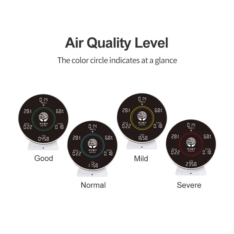 المنزل الذكي متعدد الوظائف مراقبة جودة الهواء CO2/PM2.5/PM1.0/PM10/TVOC/ Tuya التحكم الذكي في التطبيقات