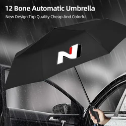 Car Fully Automatic Folding Umbrella Sunshade Accessories For Hyundai N Performance I20 IX35 I30 Sonata Elantra Veloster Kona