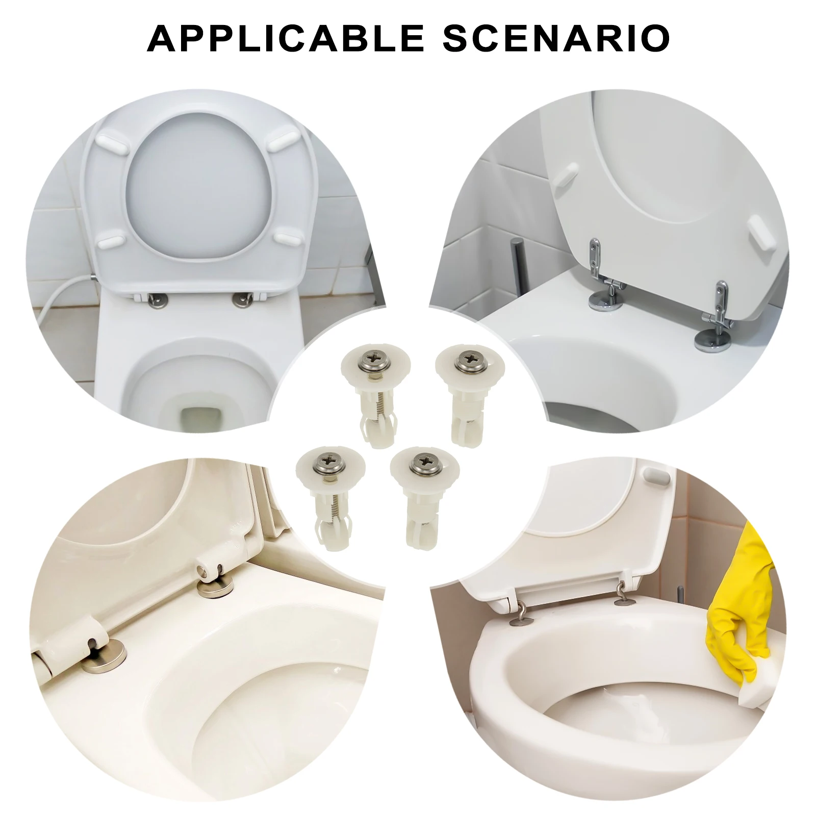 

4 Sets Universal Cover Screws Stainless Steel Nylon Replacement Fixing Fasteners For Most Standard Toilet Lids Durable Easy