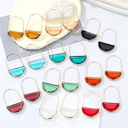 Rainbow Metal Irregular Crystal Drop Earrings Trendy Unique Fan Shaped Geometric Semicircle Earrings For Women Gift Jewelry AE10
