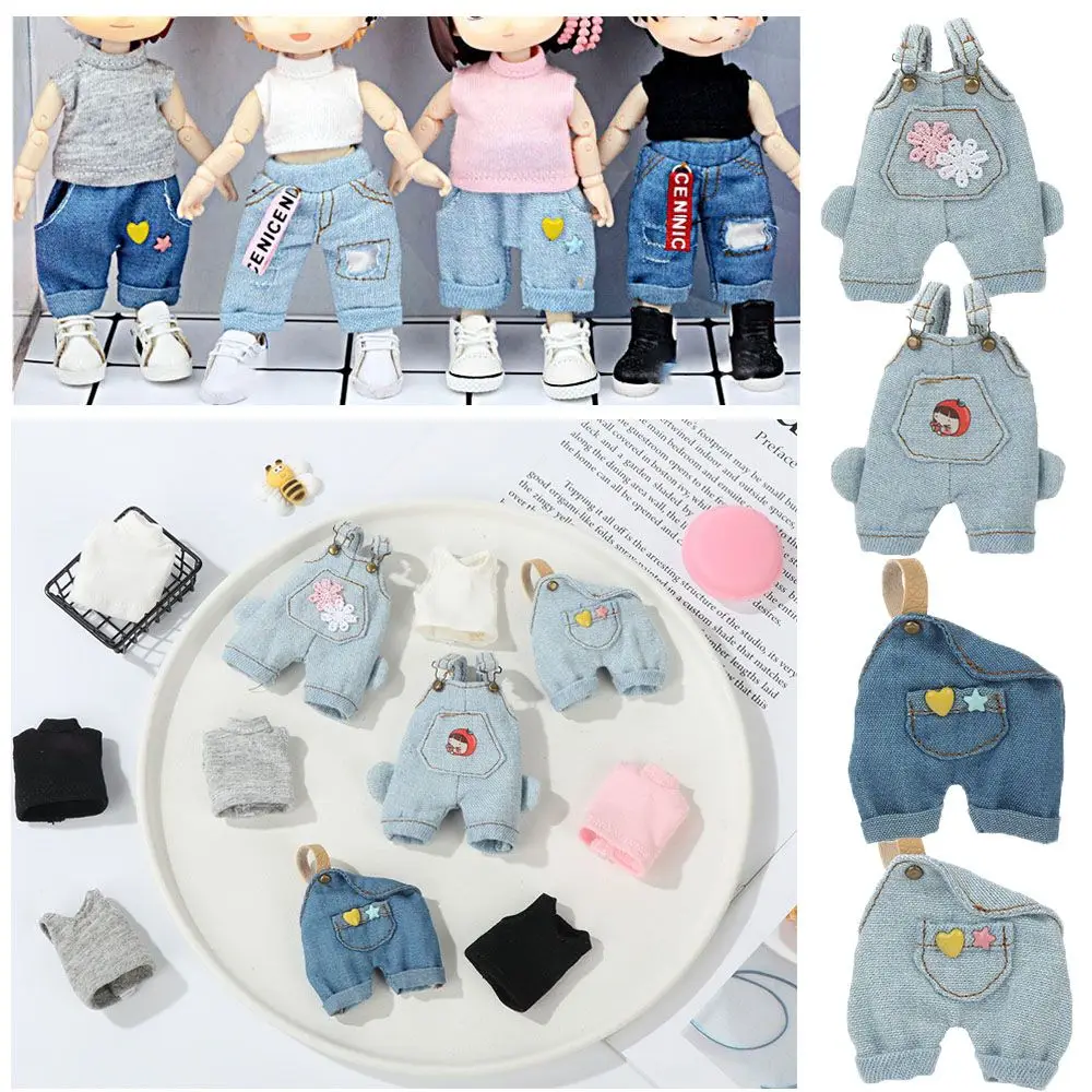 Casual Wears 1/12 Dolls Casual Pants Overalls T-shirt Clothes Accessories Fashion Jeans view 2