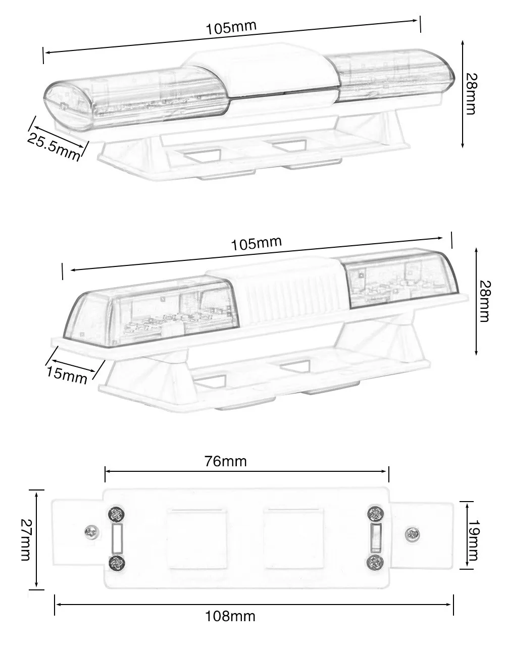 RCカーアクセサリー LED警察フラッシュライト 警報灯 1/10 HSP 京商 タミヤ アキシャル SCX10 D90 RCカーパーツ用