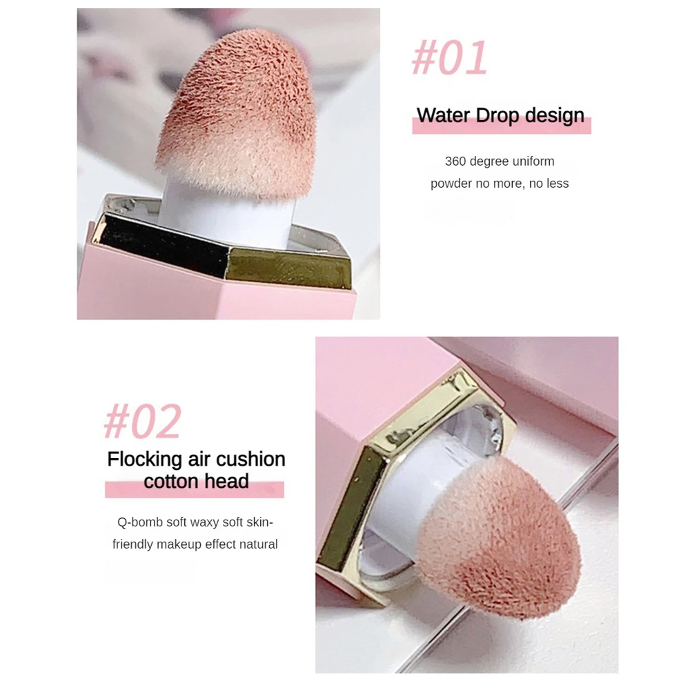 Floccaggio testa di cotone floccaggio fard liquido sei colori disponibili 7g Matte Rouge Face Makeup Blush Stick Water Drop Brush Head