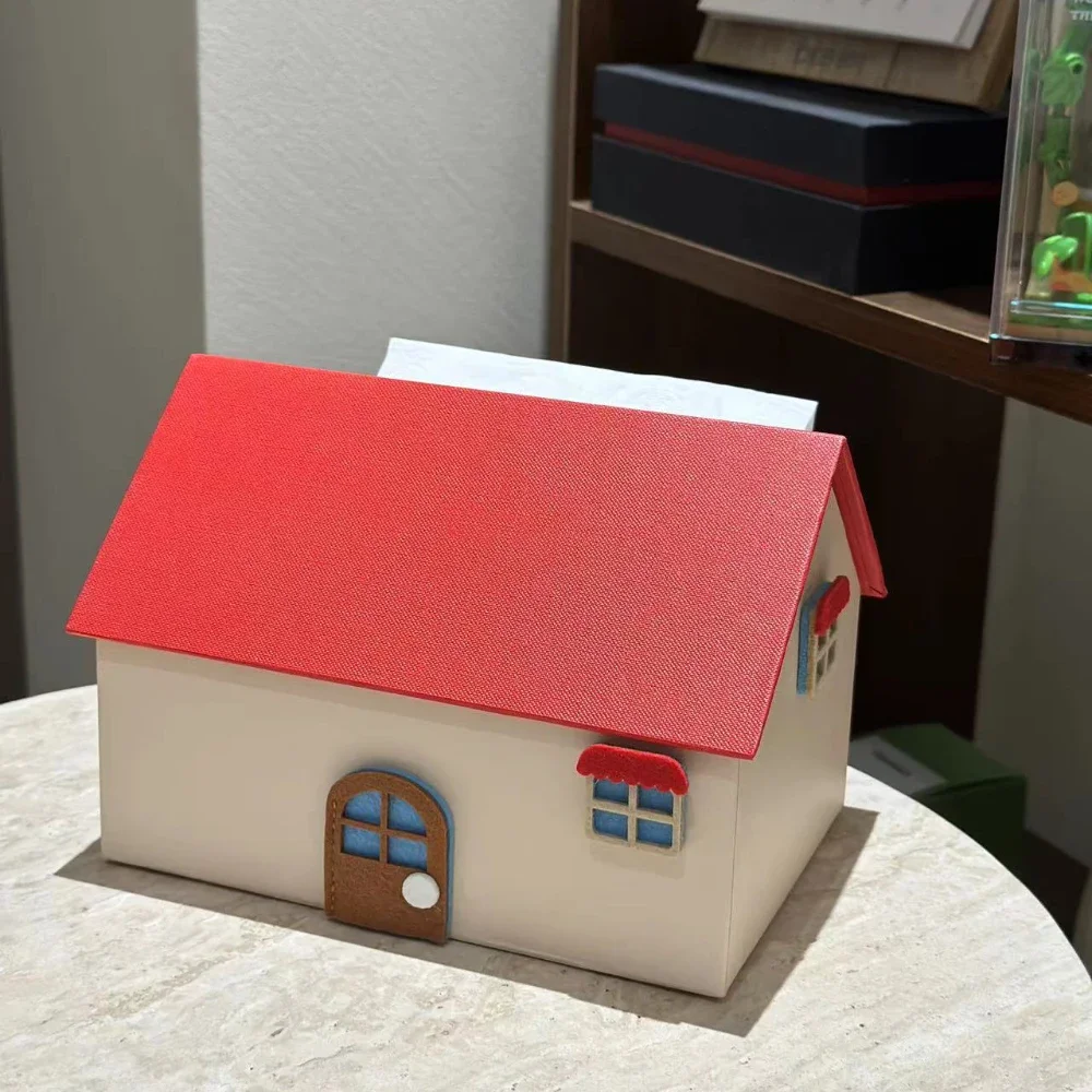 Red Small House Tissue Box Table Napkin Holder Paper Container Tissue Case Home Desktop Decoration Funny Gifts