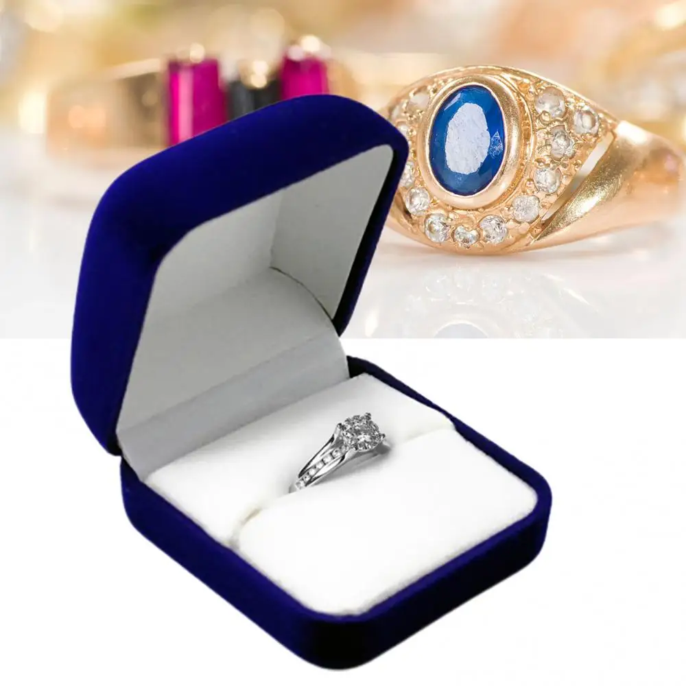 Blue Velvet Engagement Jewelry Ring Box Earring Pendant Display Holder Case Rings gifts Box