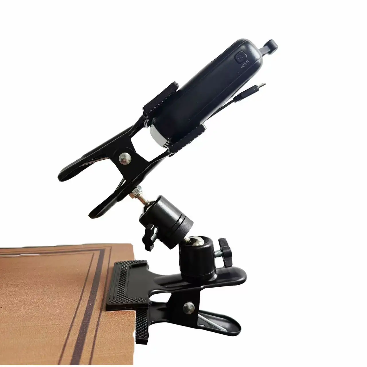 Universal Double Headed Clamp Pan Tilt Rotating Desktop Stand - Powerful Stable Circular Tube Fixture for Multi-angle Adjustment view 3