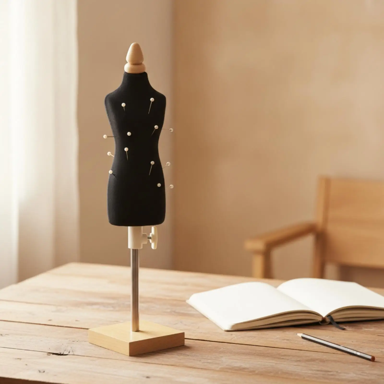 Pinnable Small Dress Form Mannequin with Stand Sewing Dummy Adjustable Height for Garment Fitting Display Studio Decor Workspace