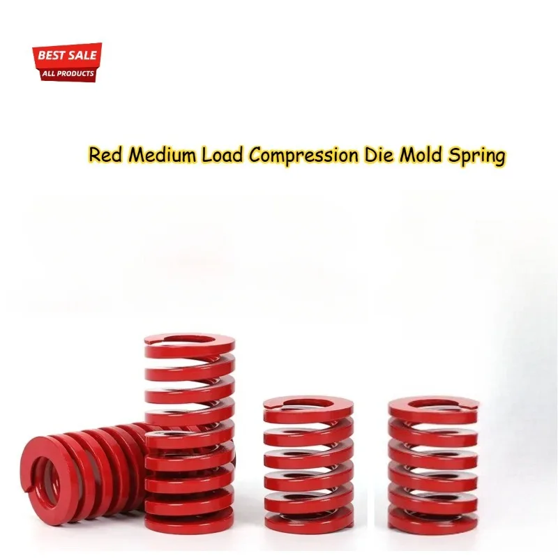 1 Pieza de Resorte de Compresión de Acero Rojo de Carga Media para Molde, Longitud O de 15-100mm, Diámetro 8 10 12 14 16 18 20 22 25 27 30 35mm