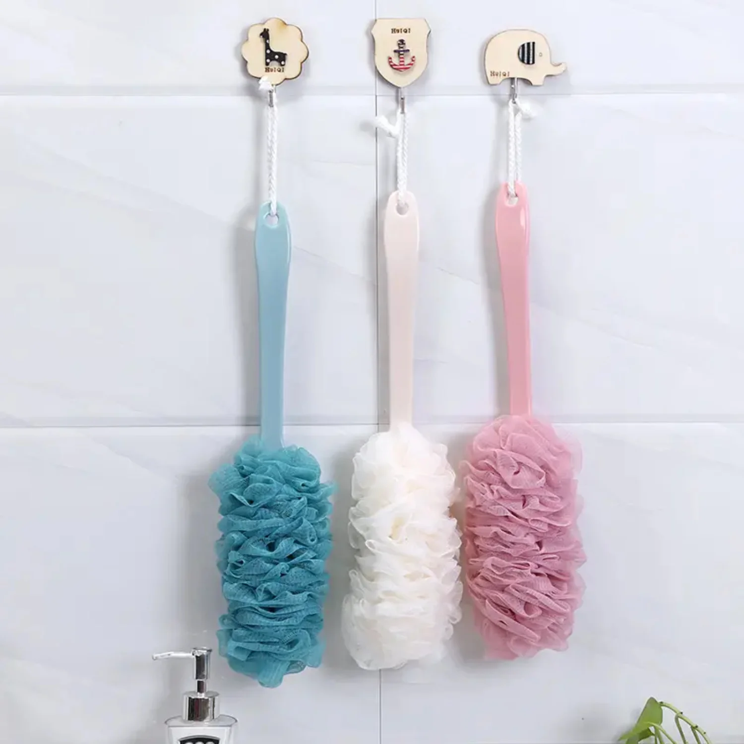 1pc A2555 Long Handle Bath Brush Set - Bath Ball, Towel, Bubble Bath, Gauze, Back Rub for Ultimate Relaxation and Skin Exfoliati