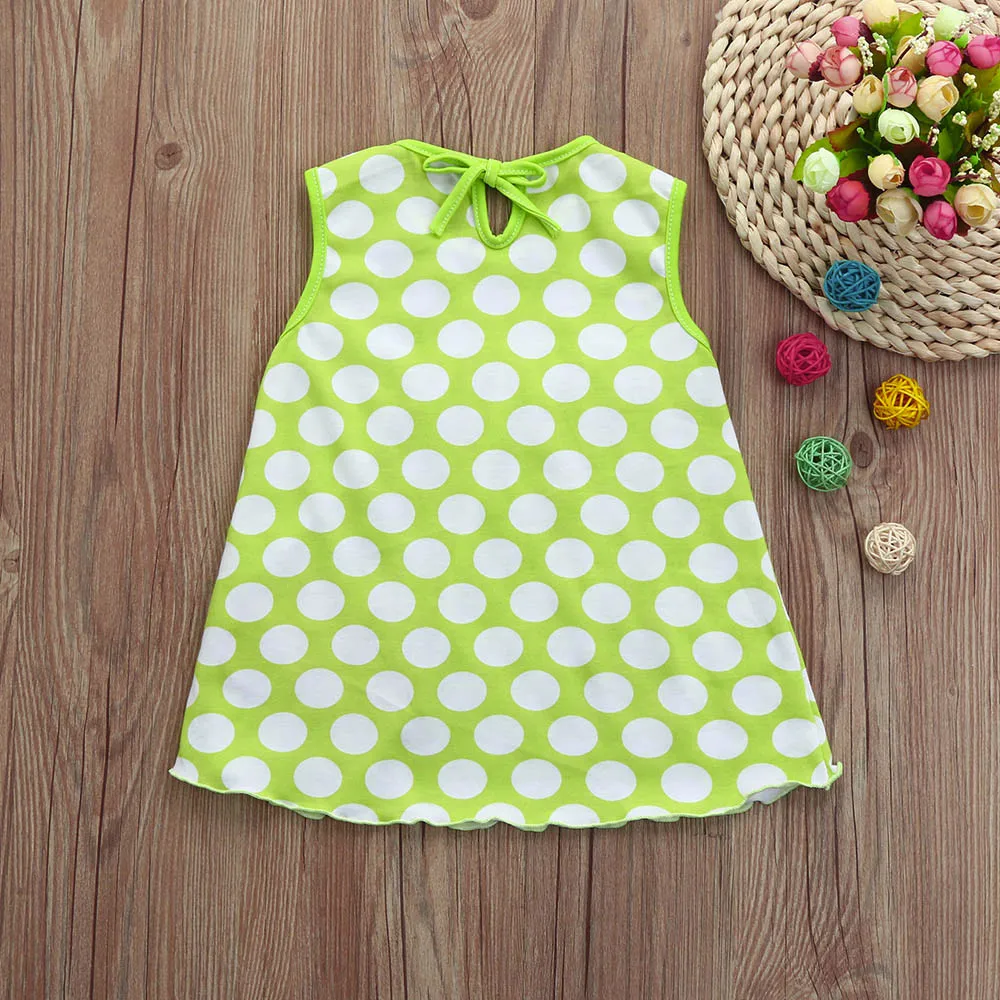 2024 Summer Dress Toddler Cute Baby Cotton Flower Children Dot Striped Tees Dress T-Shirt Vest Roupa Infantil Menina