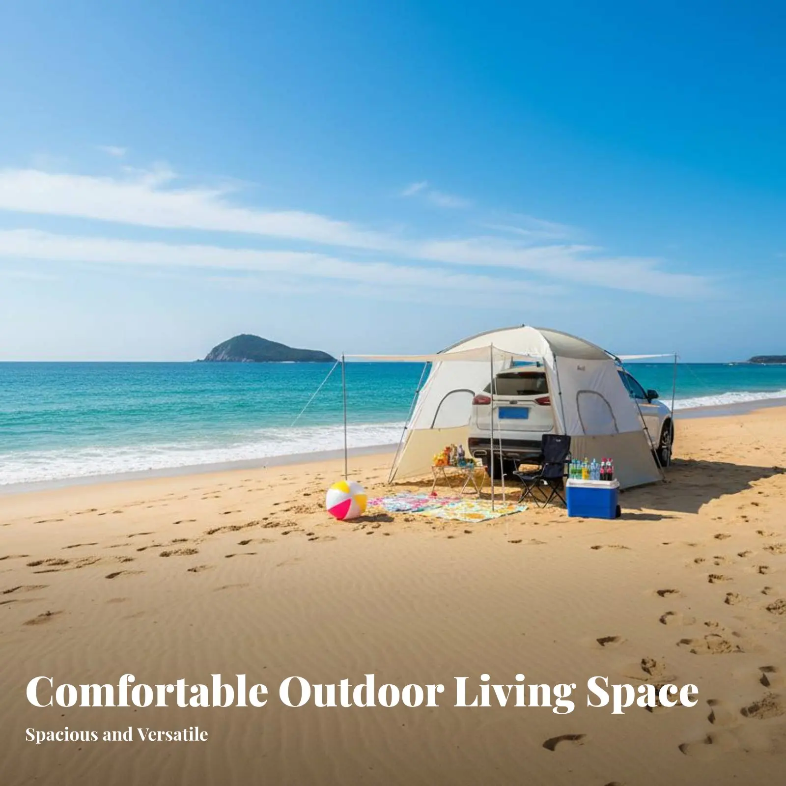 

Палатка-тент для автомобиля, утолщенная, водонепроницаемая, с защитой от солнца, для пляжа и кемпинга, простая сборка, цвет хаки