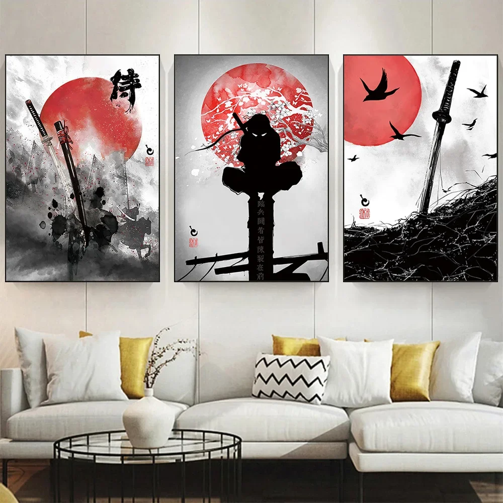 Japanese Samurai Wall Art Poster Vintage Mural Modern Home Decor Canvas Paintings Picture Print Living Room Bedroom Decoration