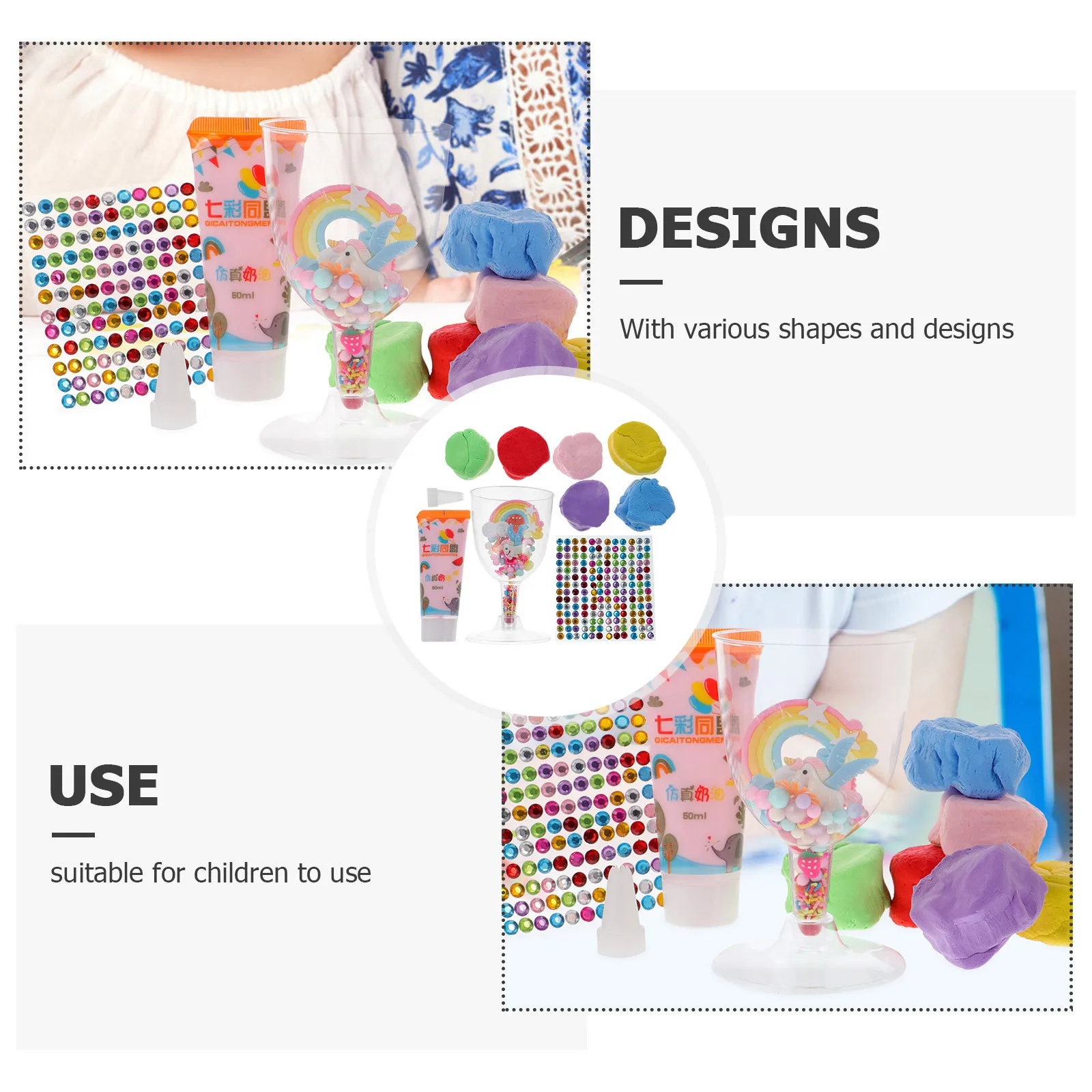 1 ensemble d'argile polymère pour enfants, matériel d'argile à modeler, tasse de crème glacée douce et Non toxique, jouets artisanaux faits à la main pour enfants, jouets de bricolage