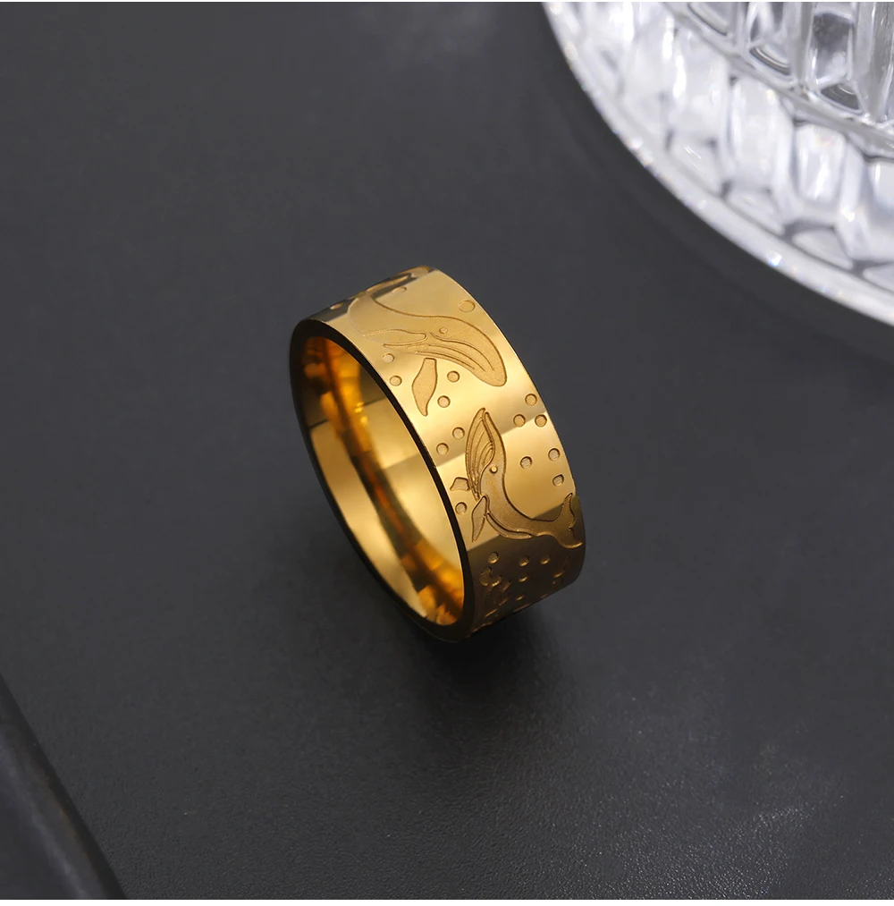 COOLTIME Wal Ringe für Frauen Männer Edelstahl Gold Farbe Mode Niedlichen Tier Finger Ringe Party Schmuck Geschenk – Detail 9