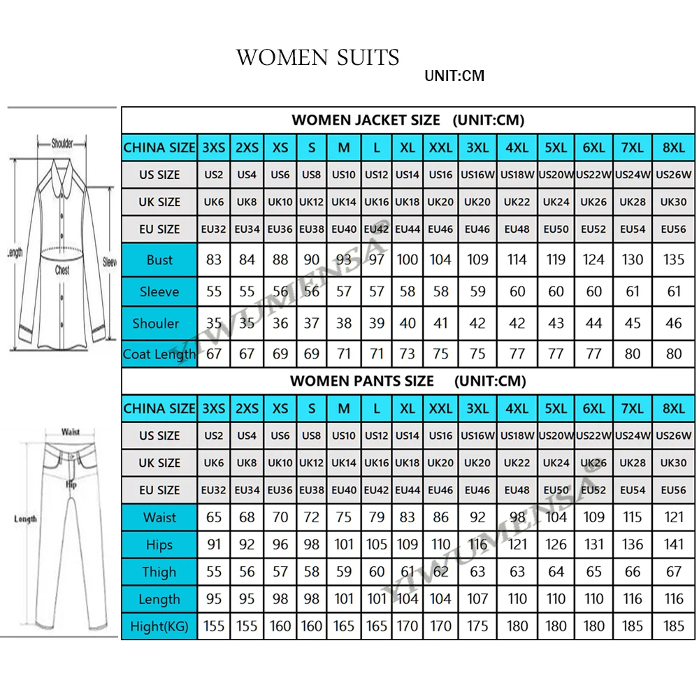 Elegante effen damespakken 2-delig dubbele rij knopen piek revers jas broek sets mode prom blazer lange aangepaste dame kledij