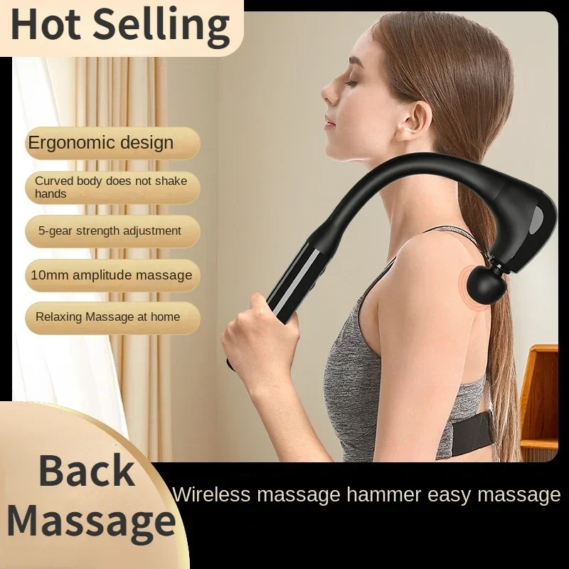 Silent Electric Percussion Massage Stick Multi-Functional Fascia Hammer for Back Pain Relief & Muscle Recovery Portable Design