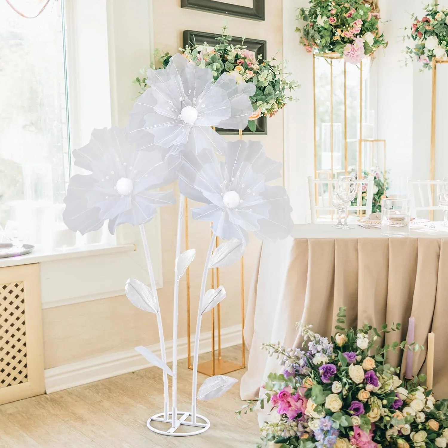 1Pc Large Artificial Flowers for Wedding Decorations Giant Guaze Wedding Flowers for Engagement Fairy Birthday Backdrop Decor