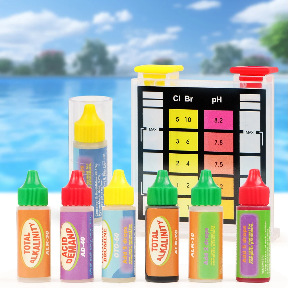 5 in 1 PH Chlorine Water Tester Swimming Pool Test Reagent Kit(CL, pH, Acid, Total alkalinity, Bromine) Spa Aquarium Accessories