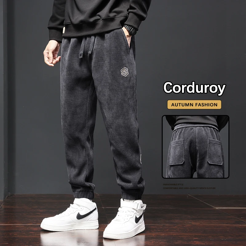 

Осенние новые мужские брюки-джоггеры, мягкие вельветовые эластичные удобные свободные шаровары, уличные спортивные штаны, корейские модные повседневные брюки
