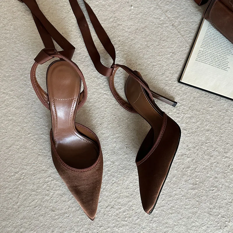 

2026 Spring Elegant Slingback Sandals Women Thin High Heels Pumps Shoes For Party Dress Wedding Shoes Pointed Toe Pumps Footwear