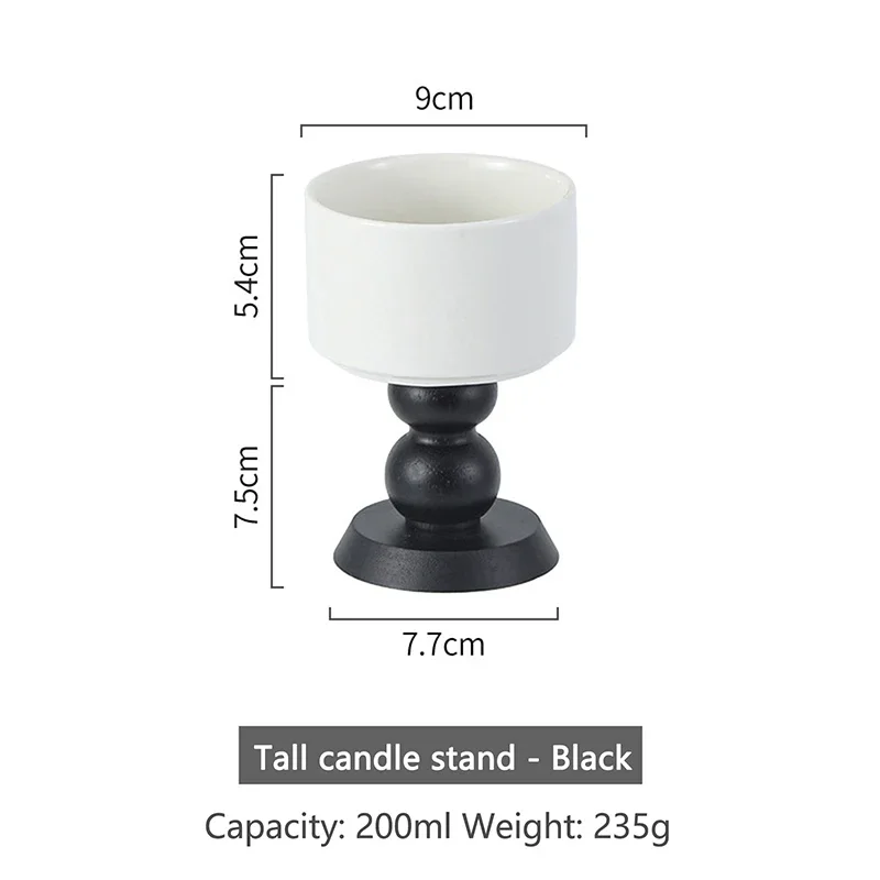 الفرنسية خمر الحلوى الآيس كريم السيراميك كأس عالية أرجل الرجعية مقبض خشبي الشاي الفاكهة الصحن كوب بودنغ حامل شمعة #6