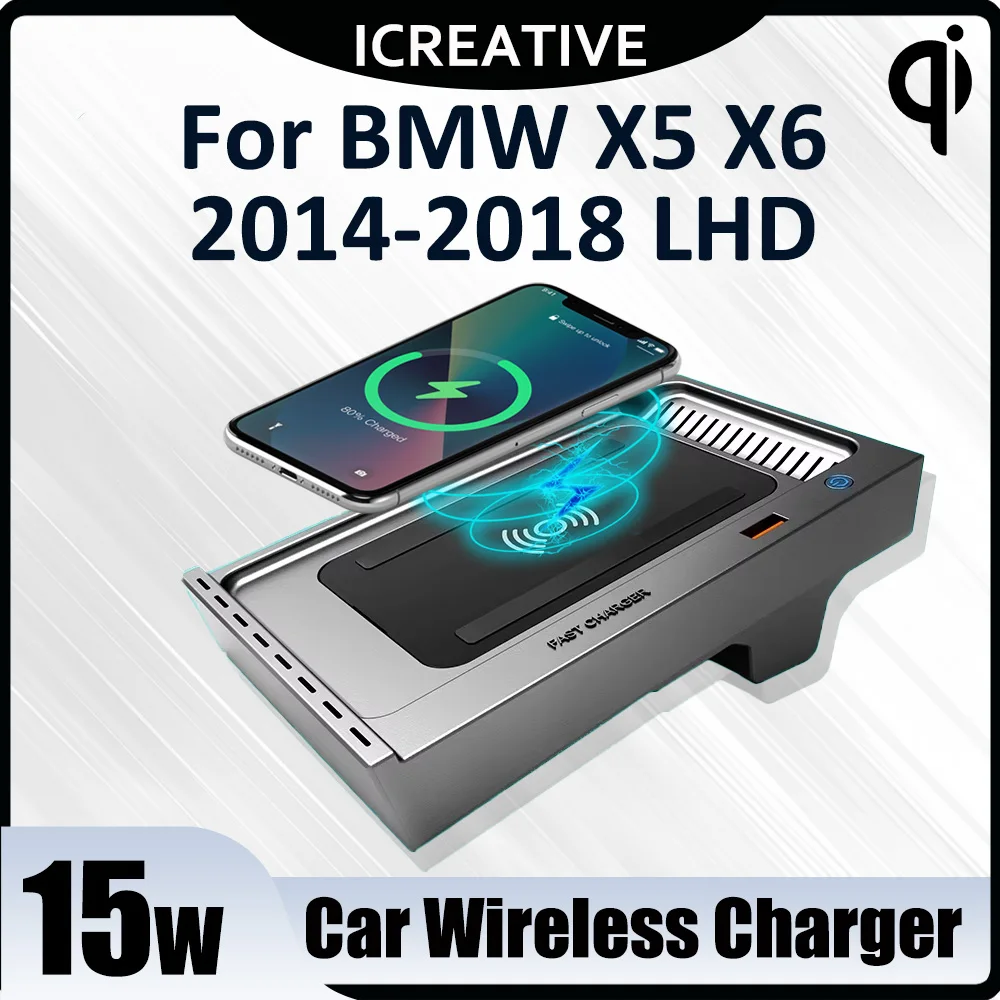 

Wireless Car Charger Qi 15W Fast Charging Pad for BMW X5 E70 F15 X6 E71 F16 2014- 2018 Car Accessories Wireless Charger Holder