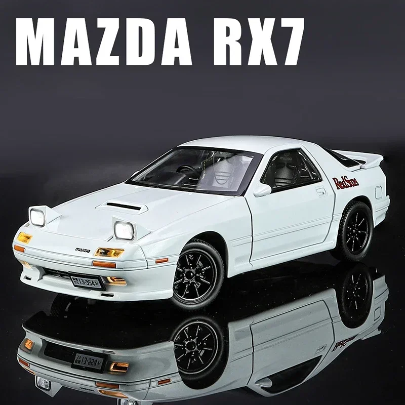 Mazda RX7 RX-7 Supercar alliage voiture 1:24 moulé sous pression et véhicules jouets modèle de voiture son et lumière retirer voiture jouets cadeaux