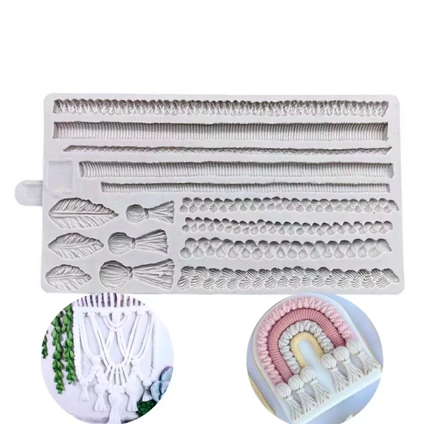 Silicone Mould Macrame Rope Weave Straw Rope Border Wedding Cake Border Fondant Cake Decorating Clay Molds DIY