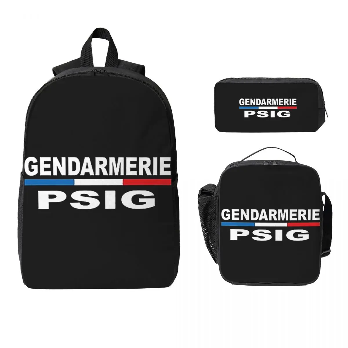 

Рюкзак с нашивкой PSIG GENDARMERIE, студенческая сумка для книг для мальчиков и девочек, школьная сумка, сумки на плечо для ноутбука, 3 шт., изолированная сумка для обеда, пенал