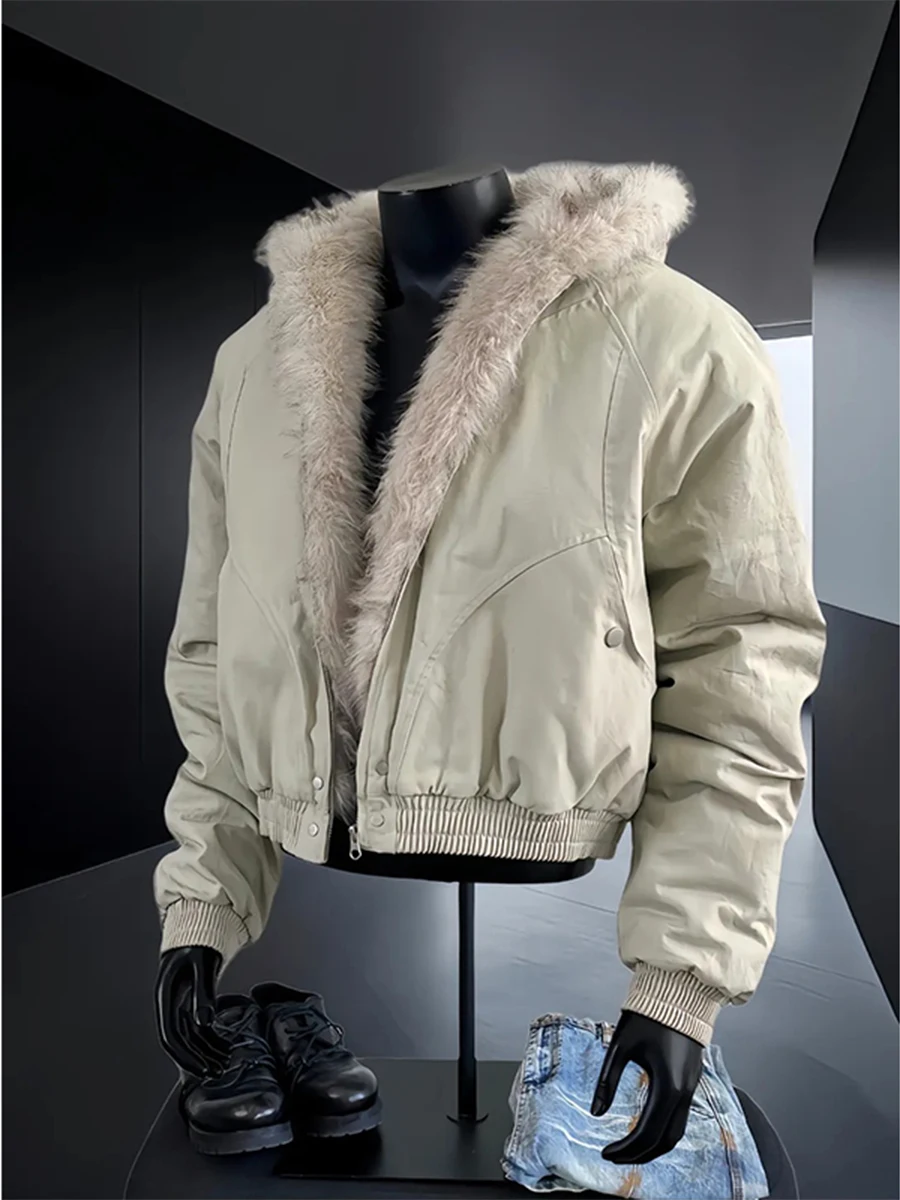 

Cleanfit Men's Hooded Jaet Winter Warmth Thiened Fce Collar Cotton Coat Casual Loose Sle Long Sve Zipper Closure