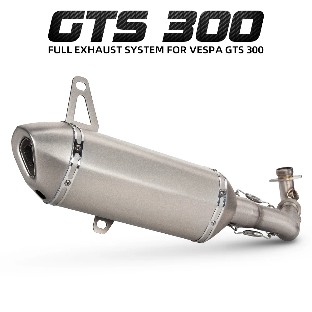 Full Exhaust System for VESPA GTS300 2008-2023 Titanium Color Stainless Steel Motorcycle Muffler Front Pipe Performance Upgrade