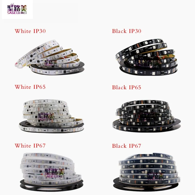 DC12V 2811 IC 5050 SMD RGB Strip Adresowalne piksele Led Światło 30/48/60/72 diody LED/m IP30/IP65/IP67 Wodoodporne 5m 150/240/300/360 diod LED