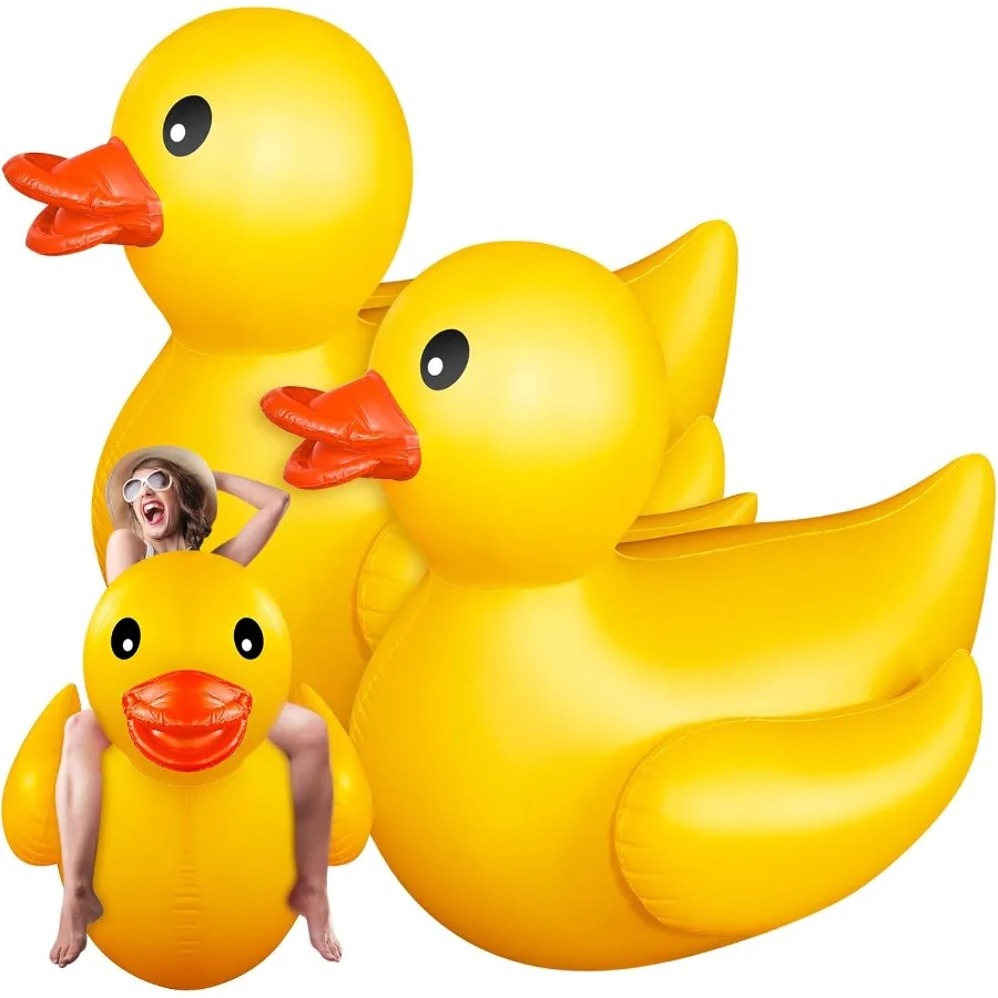 

5 Feet Giant Inflatable Duck Large Rubber Duck Blow Up Pool Float for Adult Summer Beach Swimming Pool Party Decoration in Yell