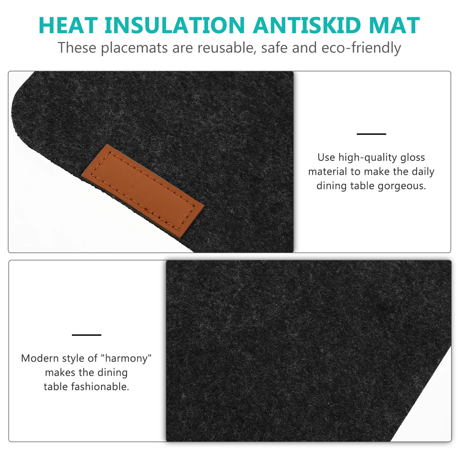 

2Sets Premium Western Dining Table Heat Resistant Placemat Reusable Coaster for Banquet Home Decoration