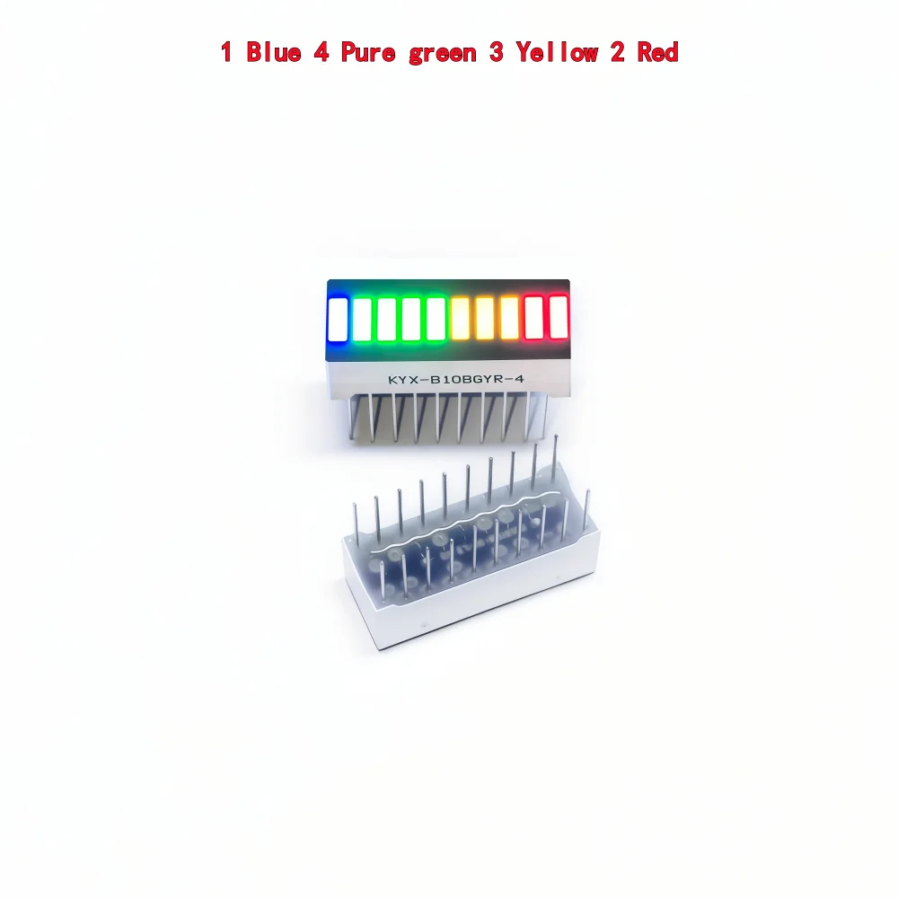 10pcs Multi-Color LED Display Bargraph Light 10 Segments Red Blue Yellow White Green Single Color Battery Level Bar Graph DIY