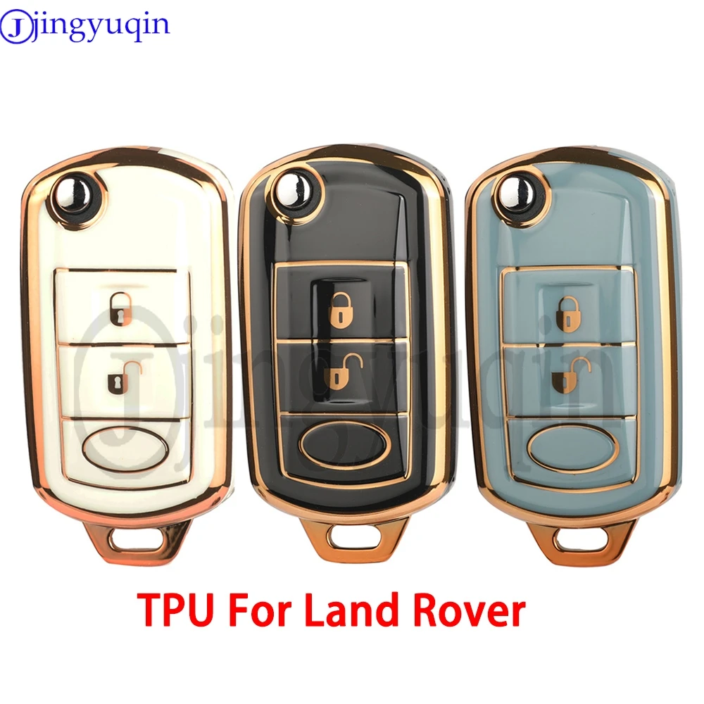 

jingyuqin 2 BTN TPU Remote Car Key Case Fob For Land Rover Range Sport LR3 Discovery Protected Holder Bag Accessories