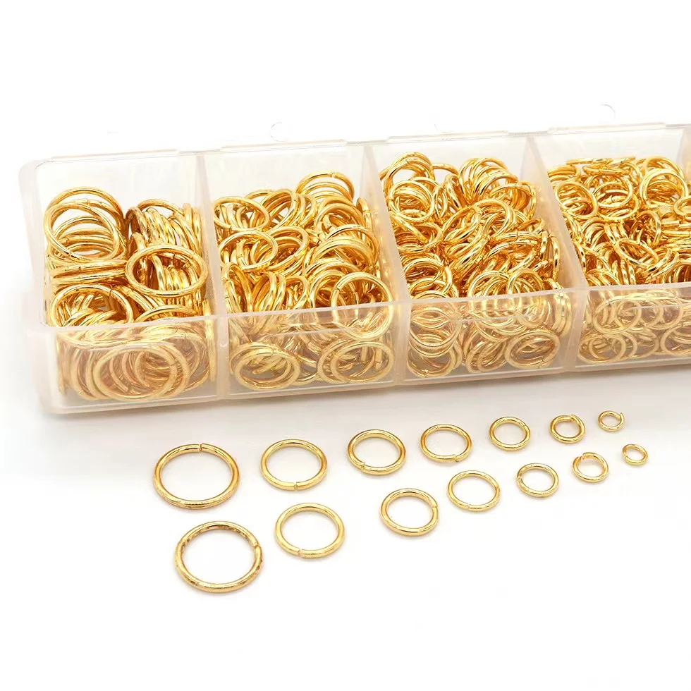 

1500pcs Gold-Plated Jump Ring Set - Assorted Sizes 3mm to 9mm, Open Connectors for DIY Jewelry Making & Necklace Repair