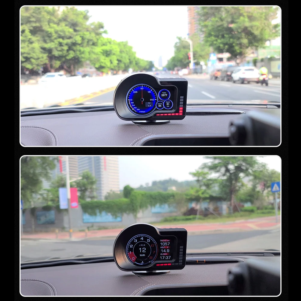 Car Head Up Display RPM Gauge F15 Electronic Accessories 6 Alarm Functions HUD OBD GPS Dual System Accelerated Test Speedometer